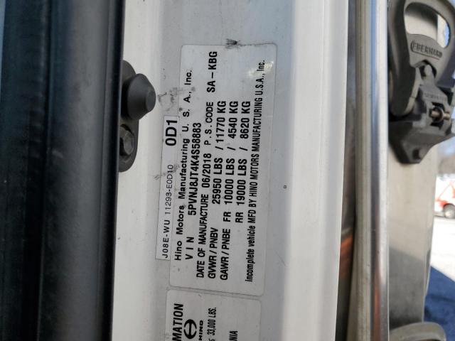 89565755 :رقم المزاد ، 5PVNJ8JT4K4S58883 vin ، 2019 Hino 258/268 مزاد بيع