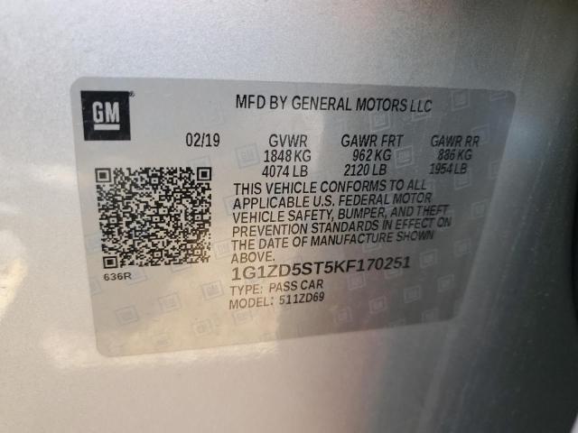 Aukcja sprzedaży 2019 Chevrolet Malibu, vin: 1G1ZD5ST5KF170251, numer aukcji: 48986795