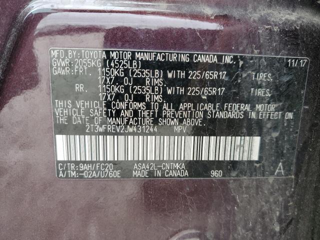 2018 Toyota Rav4 მანქანა იყიდება აუქციონზე, vin: 2T3WFREV2JW431244, აუქციონის ნომერი: 51086975