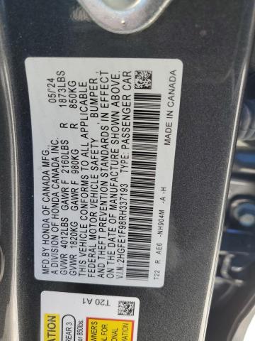 Продаж на аукціоні авто 2024 Honda Civic, vin: 2HGFE1F98RH337193, номер лоту: 49576125