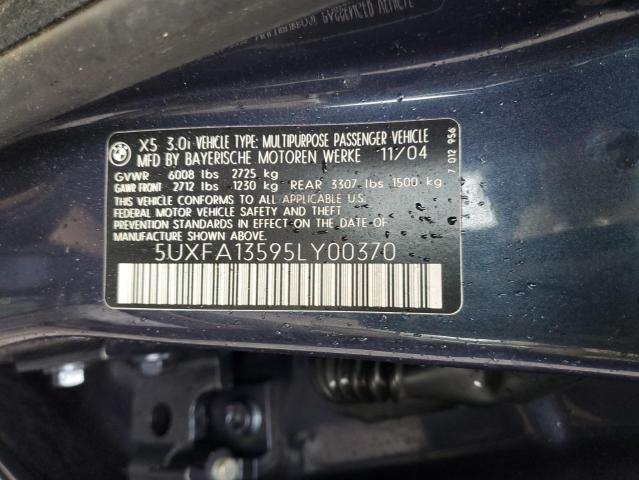 Aukcja sprzedaży 2005 Bmw X5, vin: 5UXFA13595LY00370, numer aukcji: 50279595