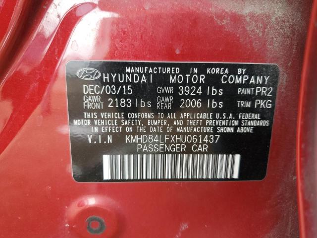 50967445 :رقم المزاد ، KMHD84LFXHU061437 vin ، 2017 Hyundai Elantra مزاد بيع