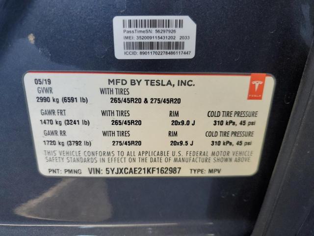 Продажа на аукционе авто 2019 Tesla Model X, vin: 5YJXCAE21KF162987, номер лота: 49686515