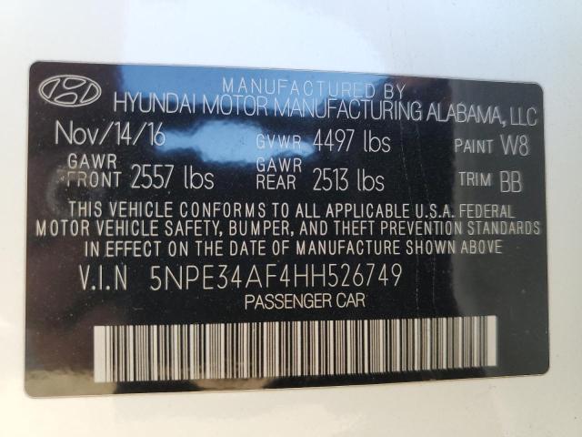 2017 Hyundai Sonata მანქანა იყიდება აუქციონზე, vin: 5NPE34AF4HH526749, აუქციონის ნომერი: 50186615