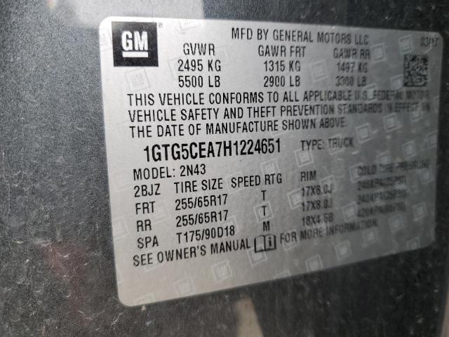 50444775 :رقم المزاد ، 1GTG5CEA7H1224651 vin ، 2017 Gmc Canyon مزاد بيع