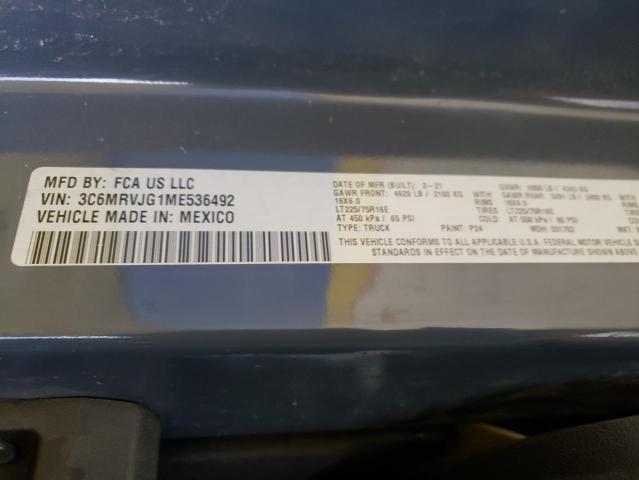 48846736 :رقم المزاد ، 3C6MRVJG1ME536492 vin ، 2021 Ram Promaster 3500 مزاد بيع