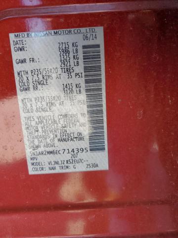 Продажа на аукционе авто 2014 Nissan Pathfinder, vin: 5N1AR2MM6EC714395, номер лота: 50987145