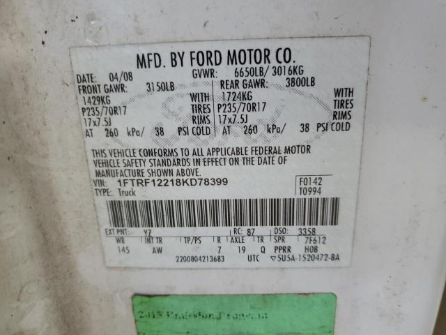 Продажа на аукционе авто 2008 Ford F150, vin: 1FTRF12218KD78399, номер лота: 50351916