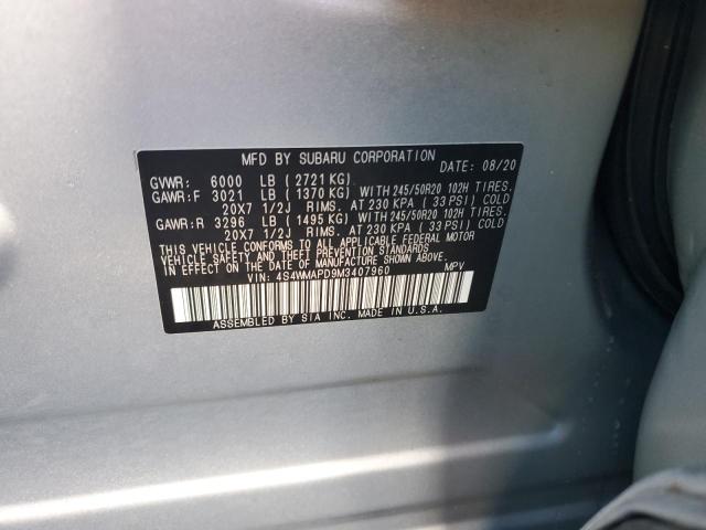 48788355 :رقم المزاد ، 4S4WMAPD9M3407960 vin ، 2021 Subaru Ascent مزاد بيع