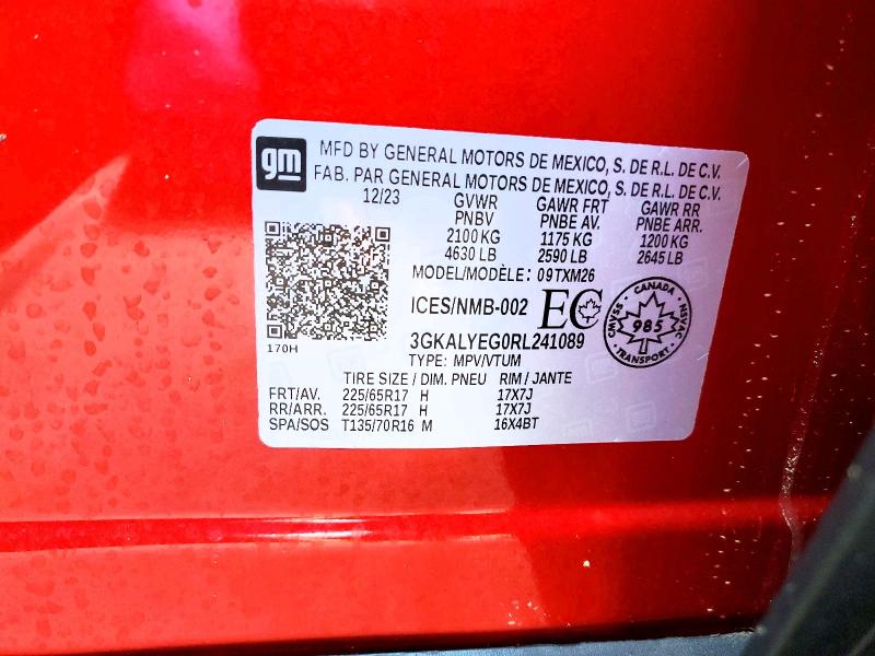 79781505 :رقم المزاد ، 3GKALYEG0RL241089 vin ، 2024 Gmc Terrain مزاد بيع