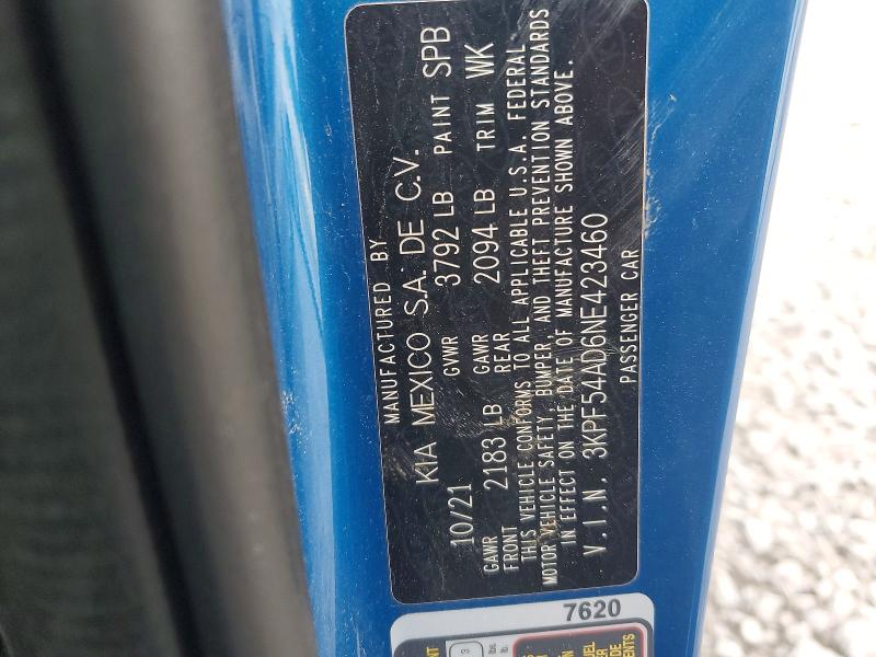 Aukcja sprzedaży 2022 Kia Forte, vin: 3KPF54AD6NE423460, numer aukcji: 47311706