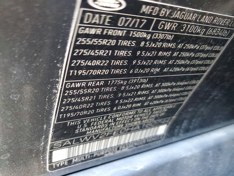 Продажа на аукционе авто 2017 Land Rover Range Rover Sport, vin: SALWV2FE0HA160744, номер лота: 79169725