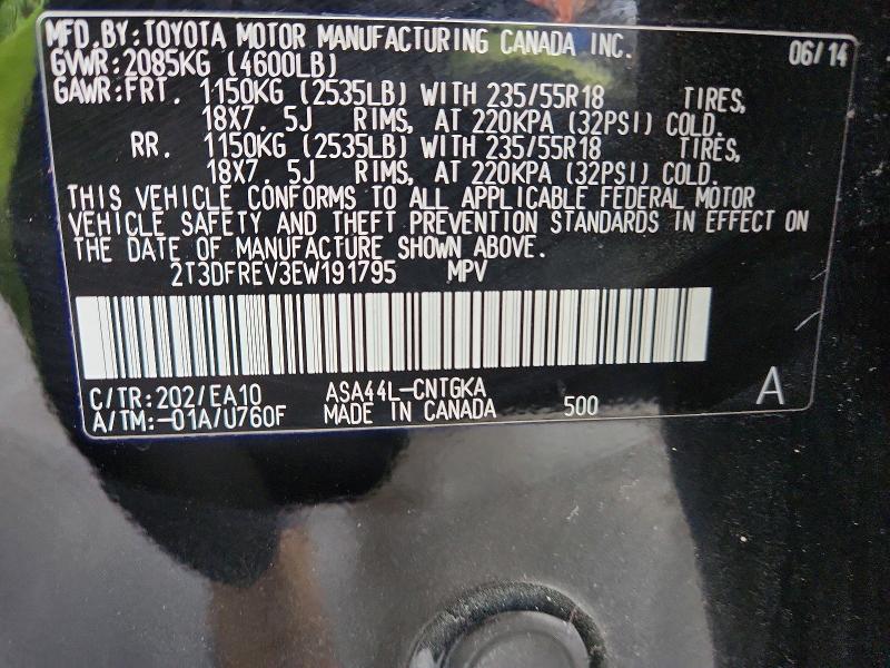 Aukcja sprzedaży 2014 Toyota Rav4, vin: 2T3DFREV3EW191795, numer aukcji: 79252445