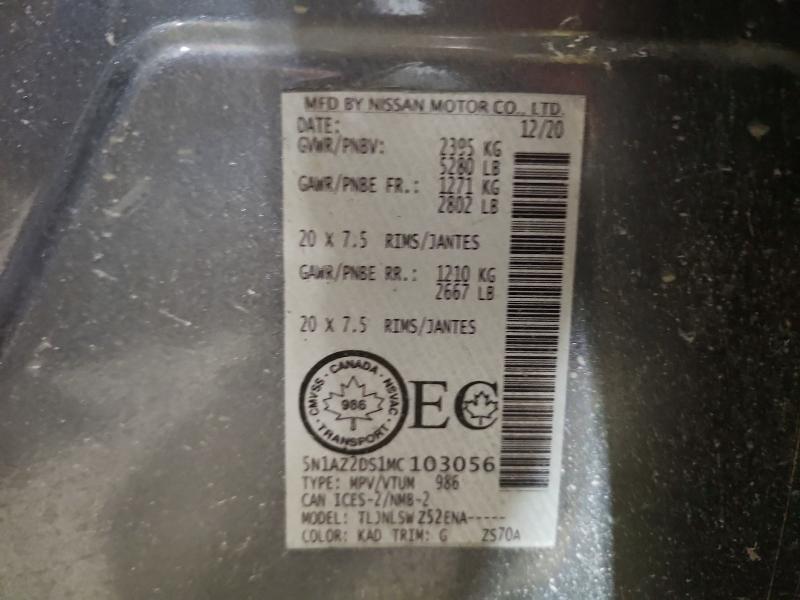 Aukcja sprzedaży 2021 Nissan Murano, vin: 5N1AZ2DS1MC103056, numer aukcji: 41750906
