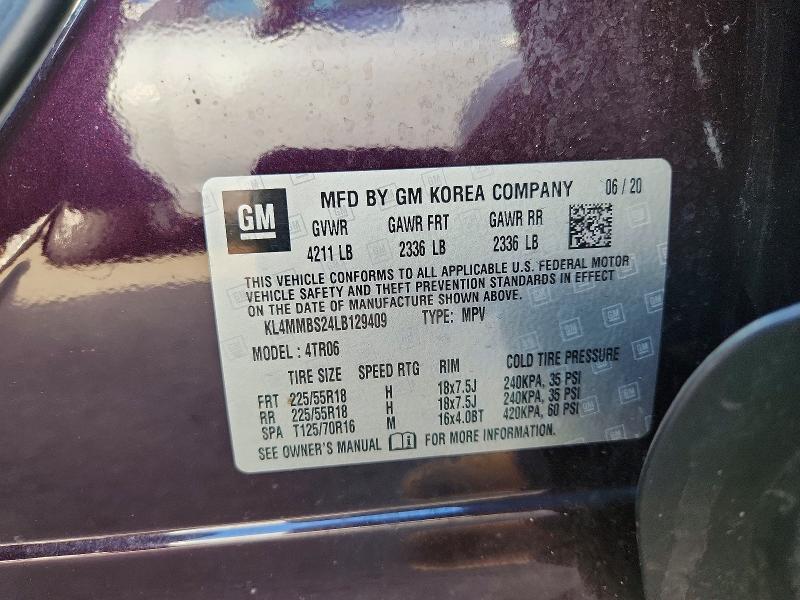 2020 Buick Encore Gx მანქანა იყიდება აუქციონზე, vin: KL4MMBS24LB129409, აუქციონის ნომერი: 47909766