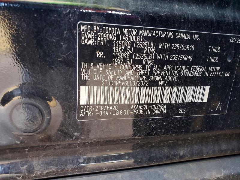 Aukcja sprzedaży 2020 Toyota Rav4, vin: 2T3C1RFV6LC072372, numer aukcji: 79282615