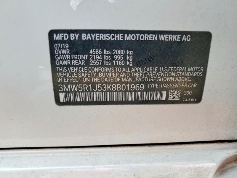 Aukcja sprzedaży 2019 Bmw 330i, vin: 3MW5R1J53K8B01969, numer aukcji: 47965396