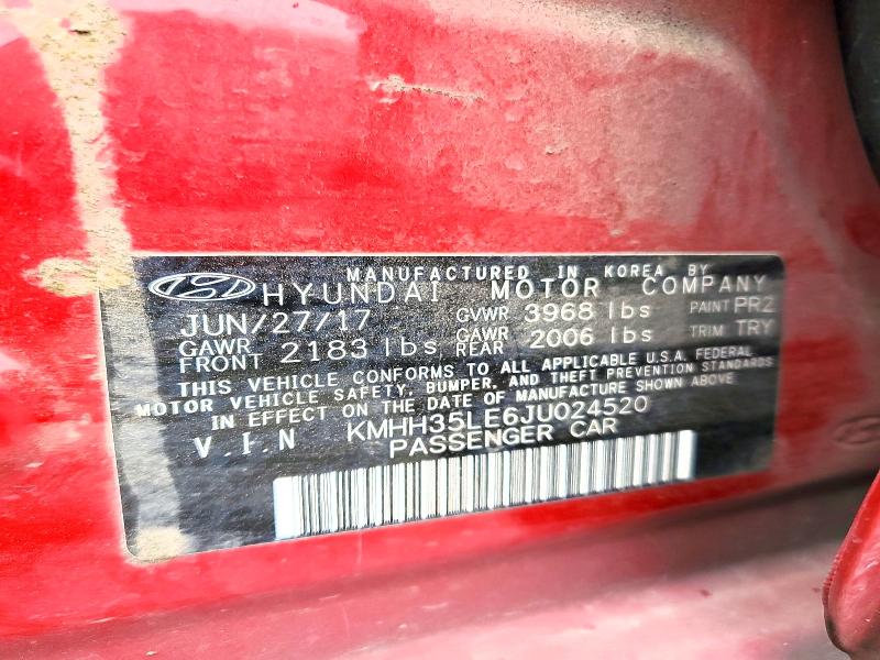 46951576 :رقم المزاد ، KMHH35LE6JU024520 vin ، 2018 Hyundai Elantra Gt مزاد بيع