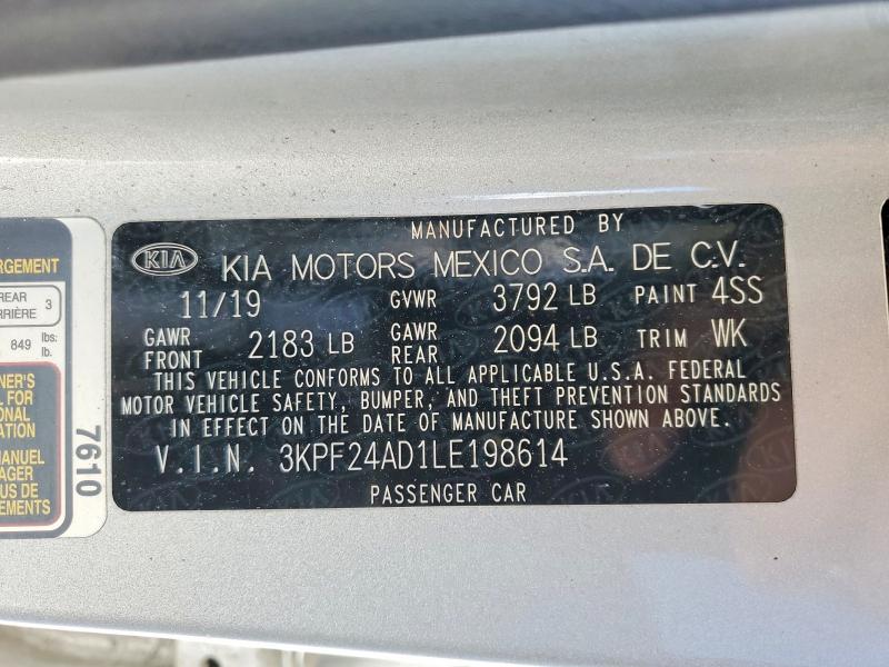 Aukcja sprzedaży 2020 Kia Forte, vin: 3KPF24AD1LE198614, numer aukcji: 46054116