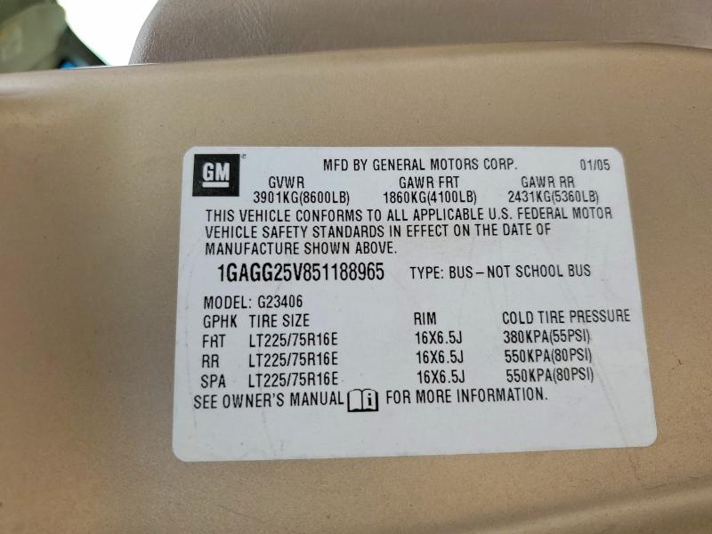 Продаж на аукціоні авто 2005 Chev Express, vin: 1GAGG25V851188965, номер лоту: 48061266
