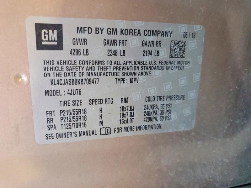 Продаж на аукціоні авто 2019 Buick Encore, vin: KL4CJASB0KB709477, номер лоту: 47276666
