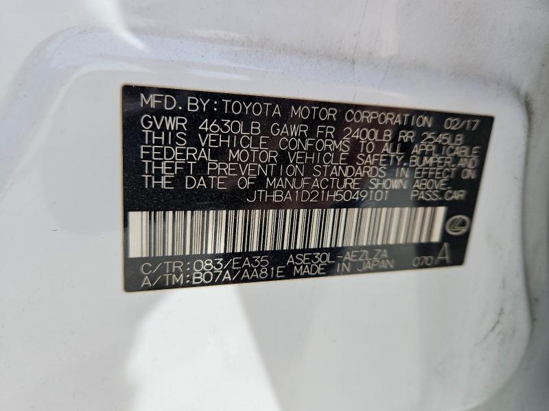 2017 Lexus Is 200t მანქანა იყიდება აუქციონზე, vin: JTHBA1D21H5049101, აუქციონის ნომერი: 46002706