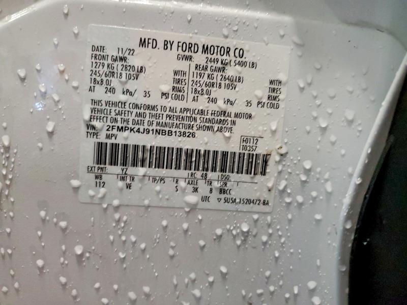 78816505 :رقم المزاد ، 2FMPK4J91NBB13826 vin ، 2022 Ford Edge مزاد بيع