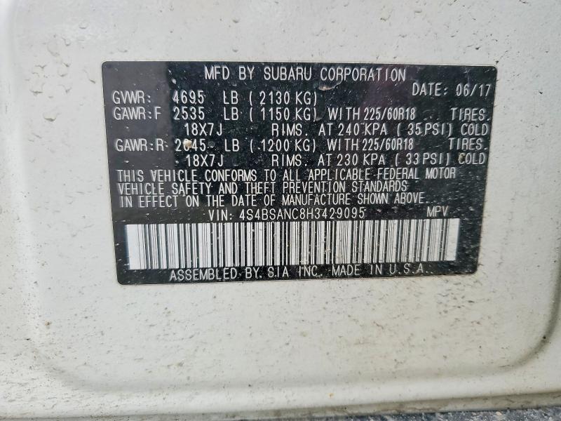 Продаж на аукціоні авто 2017 Subaru Outback, vin: 4S4BSANC8H3429095, номер лоту: 47929696