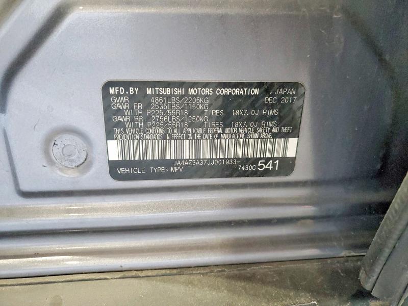 Продаж на аукціоні авто 2018 Mitsubishi Outlander, vin: JA4AZ3A37JJ001933, номер лоту: 79185355