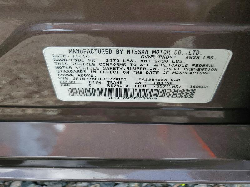 79366085 :رقم المزاد ، JN1BV7AP3FM333828 vin ، 2015 Infiniti Q50 مزاد بيع