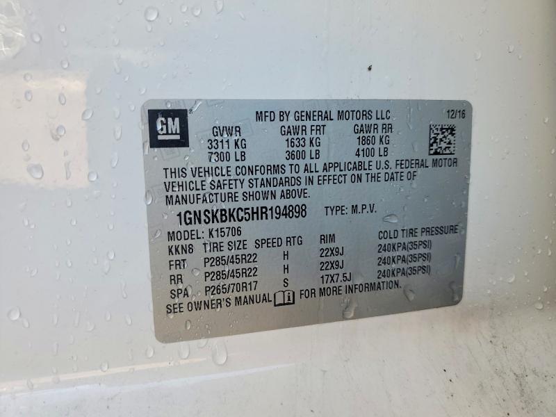 Продажа на аукционе авто 2017 Chevrolet Tahoe, vin: 1GNSKBKC5HR194898, номер лота: 41689206