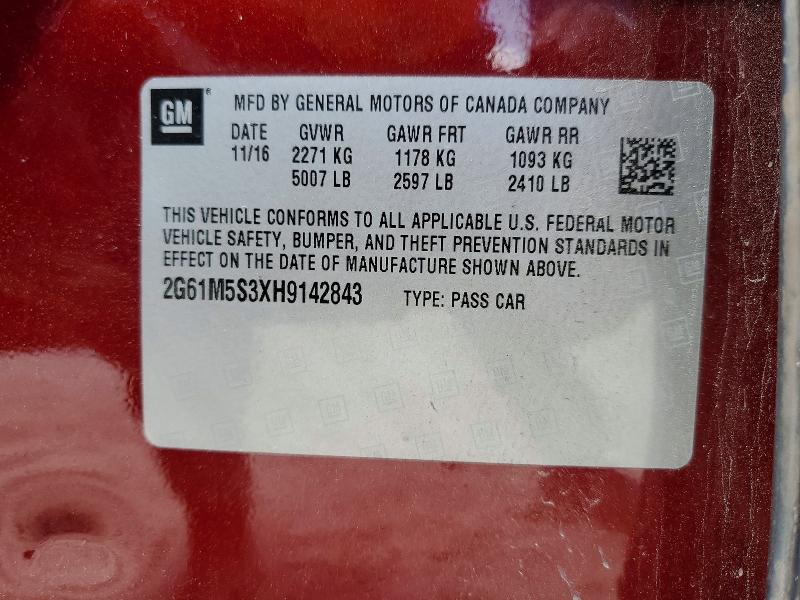 Продаж на аукціоні авто 2017 Cadillac Xts, vin: 2G61M5S3XH9142843, номер лоту: 47840576