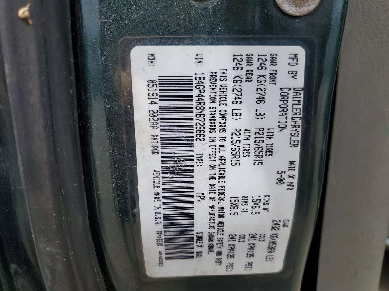 Aukcja sprzedaży 2000 Dodge Grand Caravan, vin: 1B4GP44R8YB729662, numer aukcji: 46129266