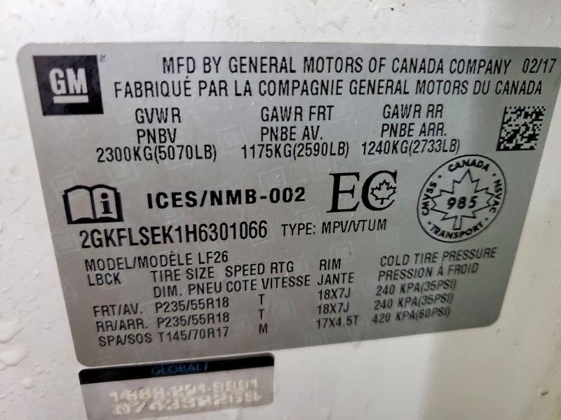 Продажа на аукционе авто 2017 Gmc Terrain, vin: 2GKFLSEK1H6301066, номер лота: 45509546
