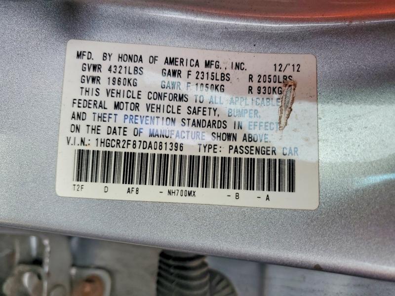 Aukcja sprzedaży 2013 Honda Accord, vin: 1HGCR2F87DA081396, numer aukcji: 47768586