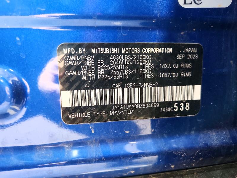 Aukcja sprzedaży 2024 Mitsubishi Eclipse Cross, vin: JA4ATUAA0RZ604869, numer aukcji: 45673616