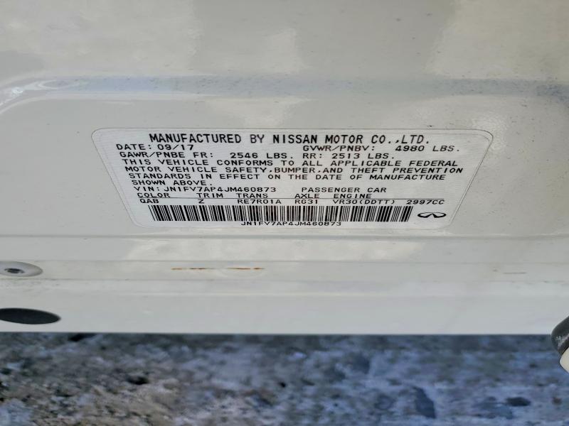 45851756 :رقم المزاد ، JN1FV7AP4JM460873 vin ، 2018 Infiniti Q50 مزاد بيع