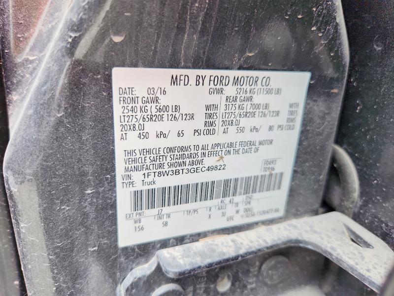 2016 Ford F350 მანქანა იყიდება აუქციონზე, vin: 1FT8W3BT3GEC49822, აუქციონის ნომერი: 46332786