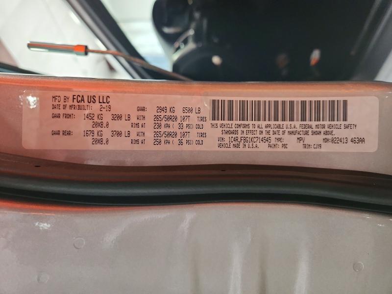 Aukcja sprzedaży 2019 Jeep Grand Cherokee, vin: 1C4RJFBG1KC714545, numer aukcji: 41649156