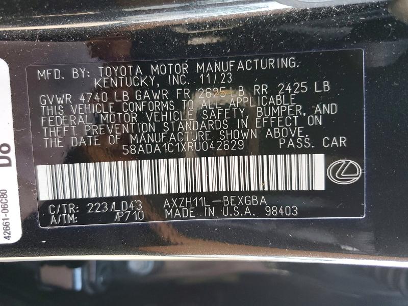 Aukcja sprzedaży 2024 Lexus Es 300h, vin: 58ADA1C1XRU042629, numer aukcji: 47014586