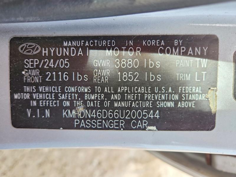 47266446 :رقم المزاد ، KMHDN46D66U200544 vin ، 2006 Hyundai Elantra مزاد بيع