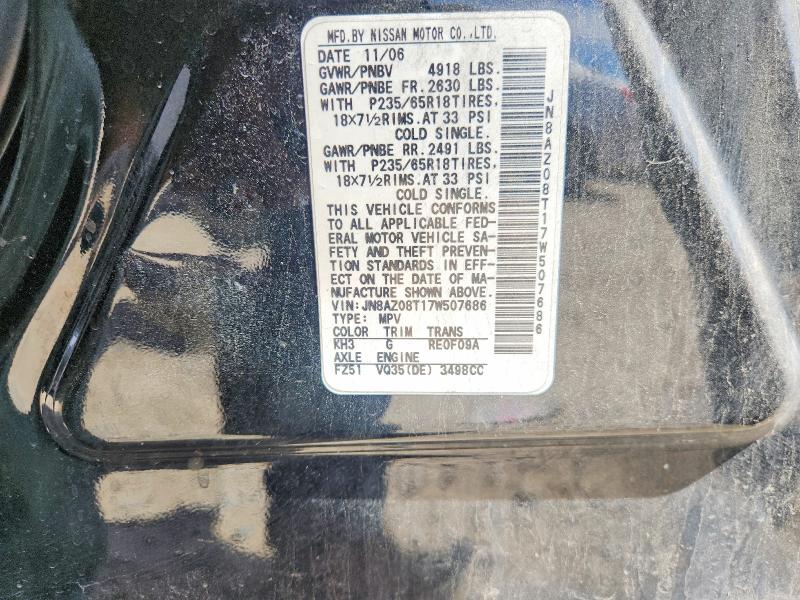 Aukcja sprzedaży 2007 Nissan Murano, vin: JN8AZ08T17W507686, numer aukcji: 45998036