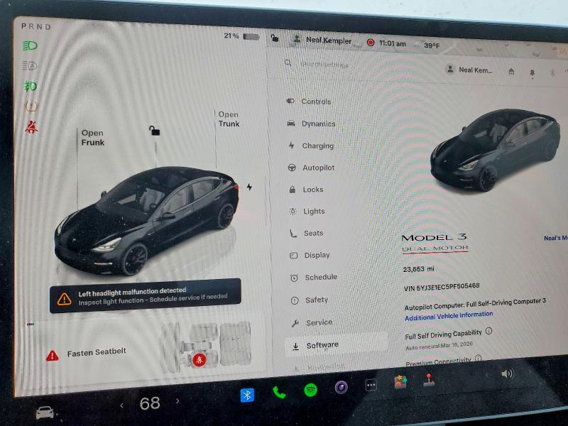 2023 Tesla Model 3 მანქანა იყიდება აუქციონზე, vin: 5YJ3E1EC5PF505468, აუქციონის ნომერი: 45849976
