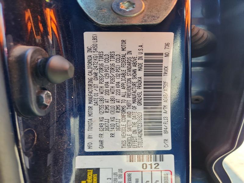 2007 Toyota Tacoma მანქანა იყიდება აუქციონზე, vin: 5TELU42N27Z376923, აუქციონის ნომერი: 47774696