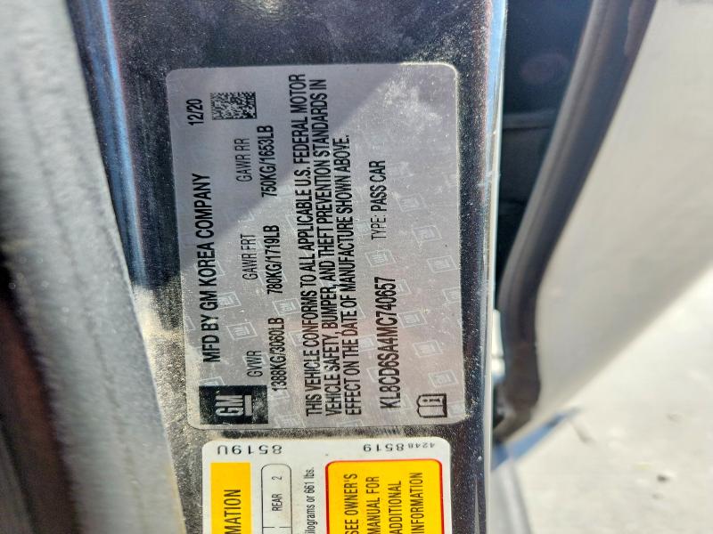2021 Chevrolet Spark მანქანა იყიდება აუქციონზე, vin: KL8CD6SA4MC740657, აუქციონის ნომერი: 46714296