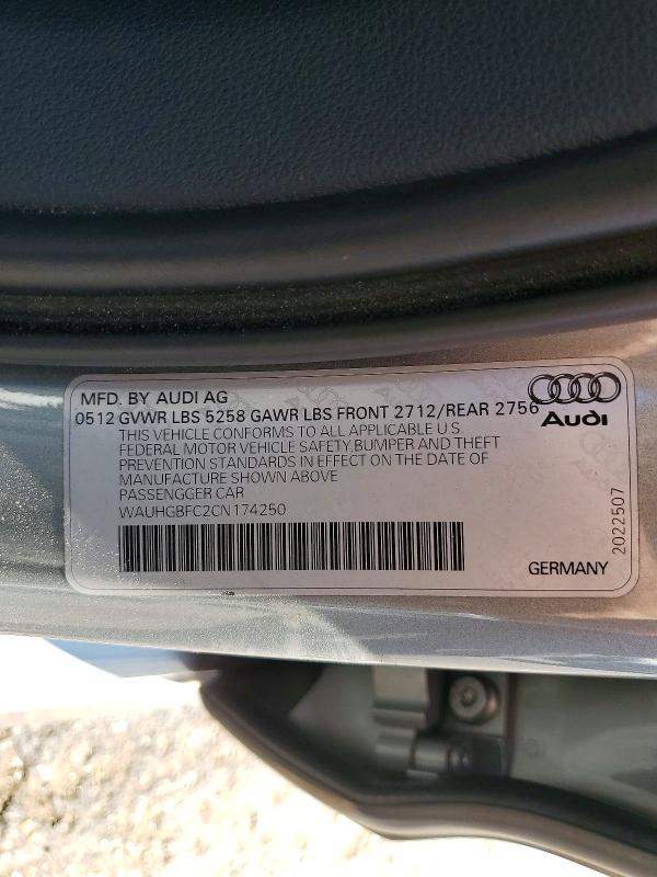 2012 Audi A6 მანქანა იყიდება აუქციონზე, vin: WAUHGBFC2CN174250, აუქციონის ნომერი: 46979736