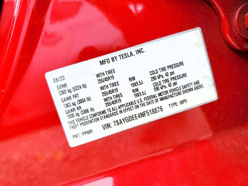 Продаж на аукціоні авто 2022 Tesla Model Y, vin: 7SAYGDEE4NF518876, номер лоту: 47301966