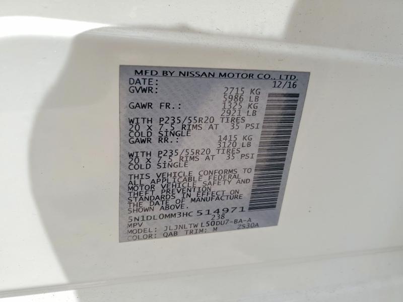45990416 :رقم المزاد ، 5N1DL0MM3HC514971 vin ، 2017 Infiniti Qx60 مزاد بيع