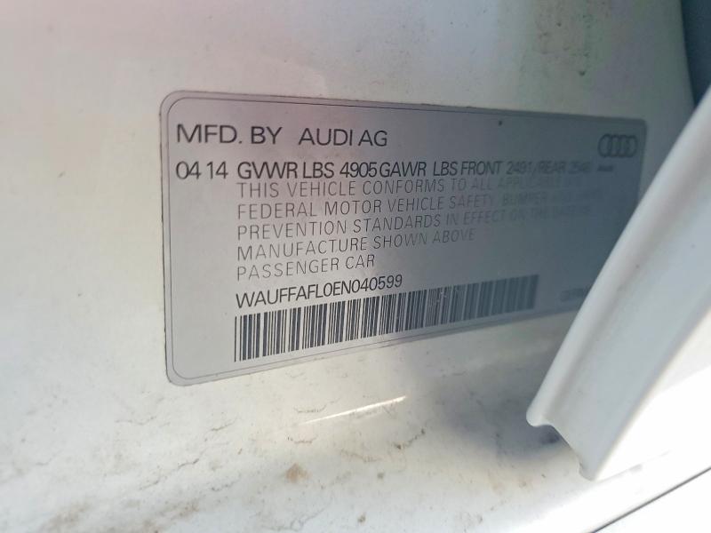 2014 Audi A4 მანქანა იყიდება აუქციონზე, vin: WAUFFAFL0EN040599, აუქციონის ნომერი: 45661766
