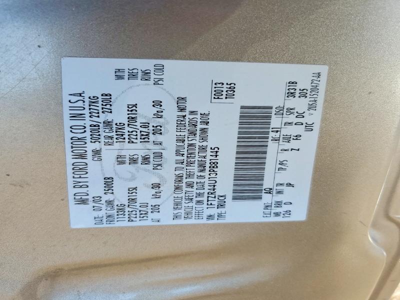 2003 Ford Ranger მანქანა იყიდება აუქციონზე, vin: 1FTZR44U13PB81445, აუქციონის ნომერი: 46619196